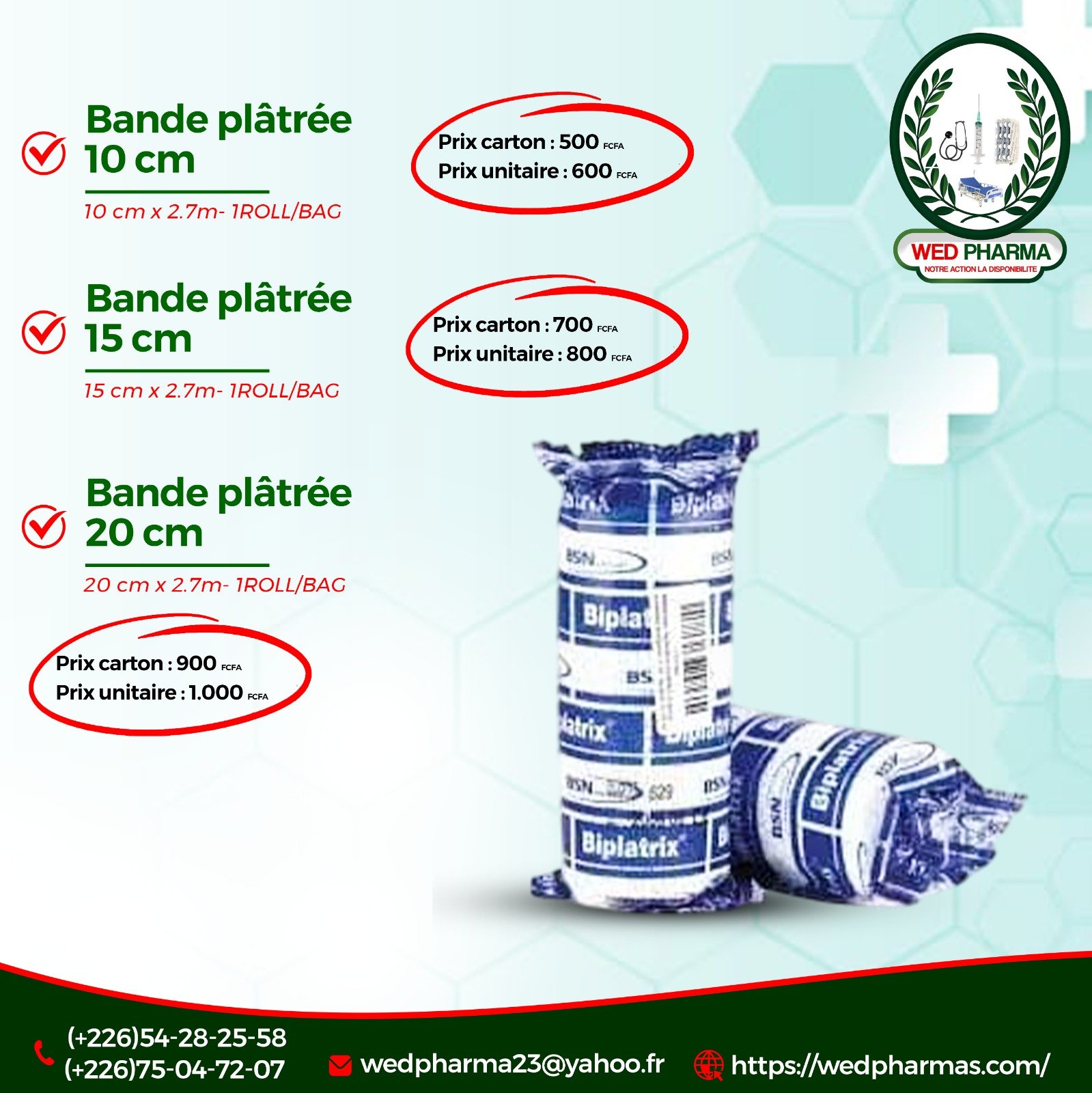 Bande platrée 15 cm