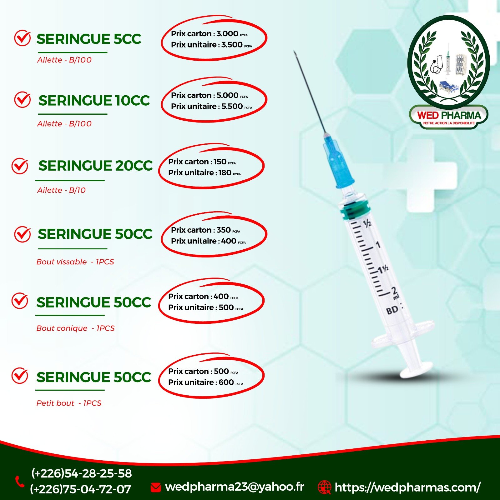 Seringue 5CC Ailette - B/100