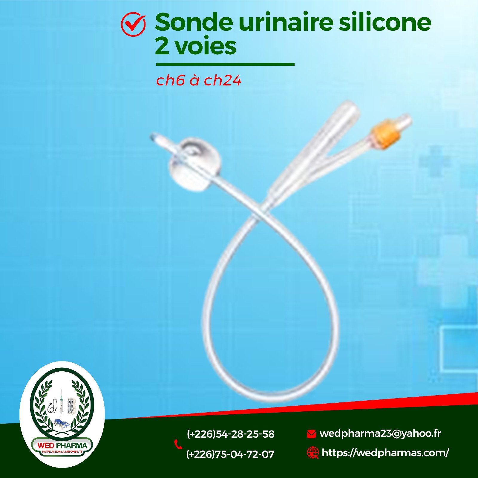 Sonde urinaire mixte (silicone) ch6 à ch24